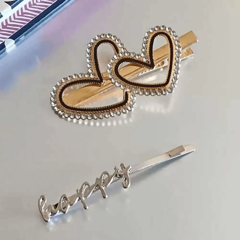 Ladies 2 Piece Heart Happy Hair Accessory Set - Picture 2 of 6